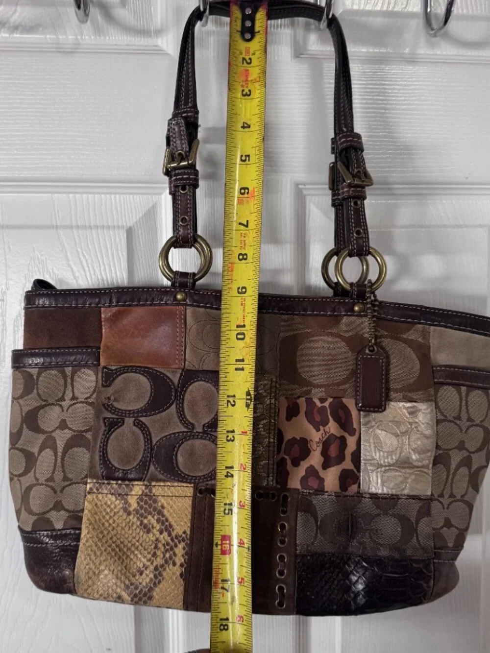 Coach Rare Vintage Y2K Signature Patchwork Tote Handbag Canvas Leather Suede GUC - Picture 13 of 13